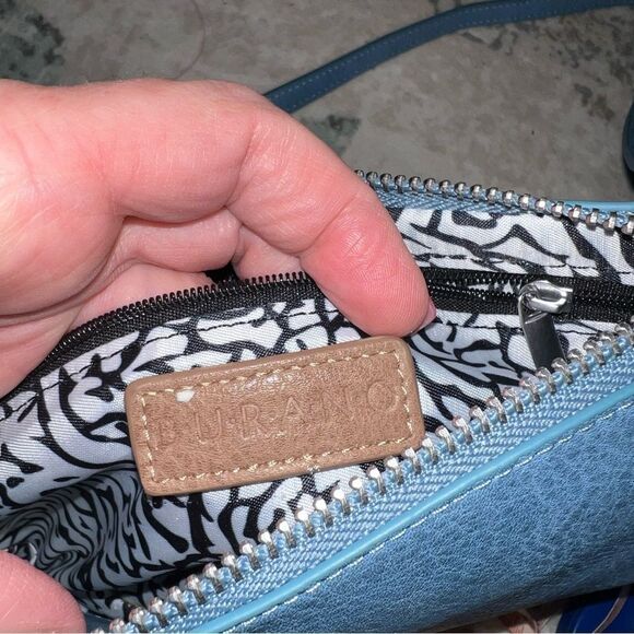 Burano Blue Leather Crossbody Bag - Picture 6 of 8